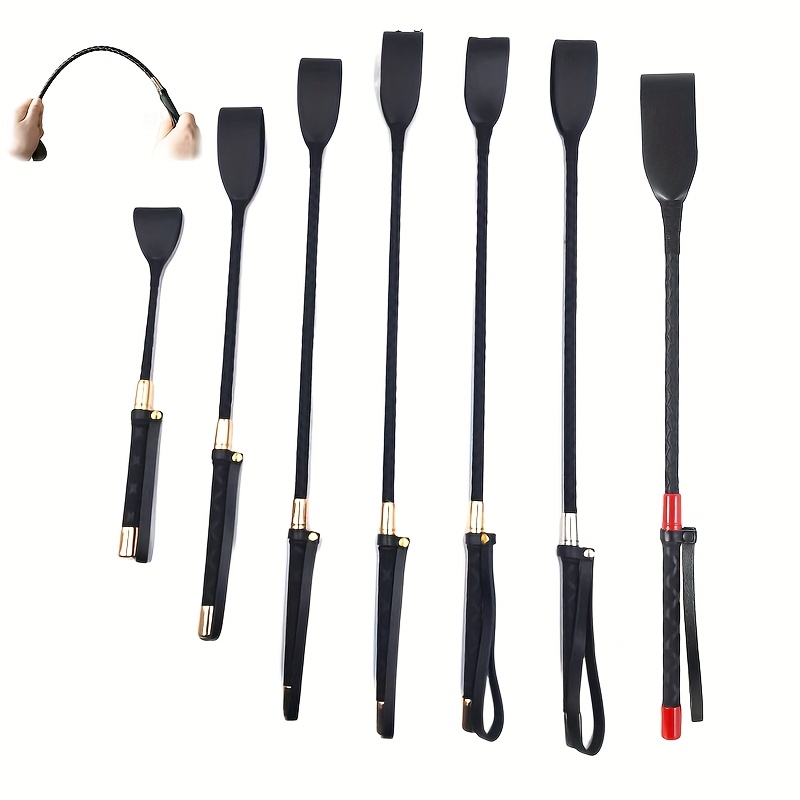 LCZ 70Cm Cravache en Cuir De Qualité Professionnelle avec Manche en Bois De Taureau Fouet Noir LCZ 70Cm Cravache en Cuir De Qualité Professionnelle avec Manche en Bois De Taureau Fouet Noir