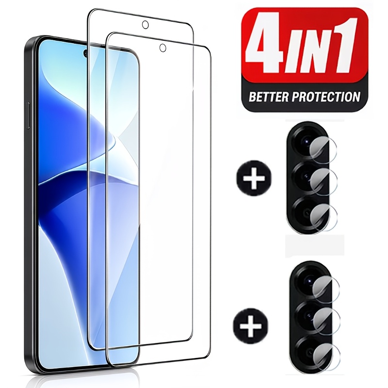 TEMU [2+2pcs] 2pcs Tempered Glass Screen Protectors And 2pcs Camera Lens Films, Suitable For Galaxy