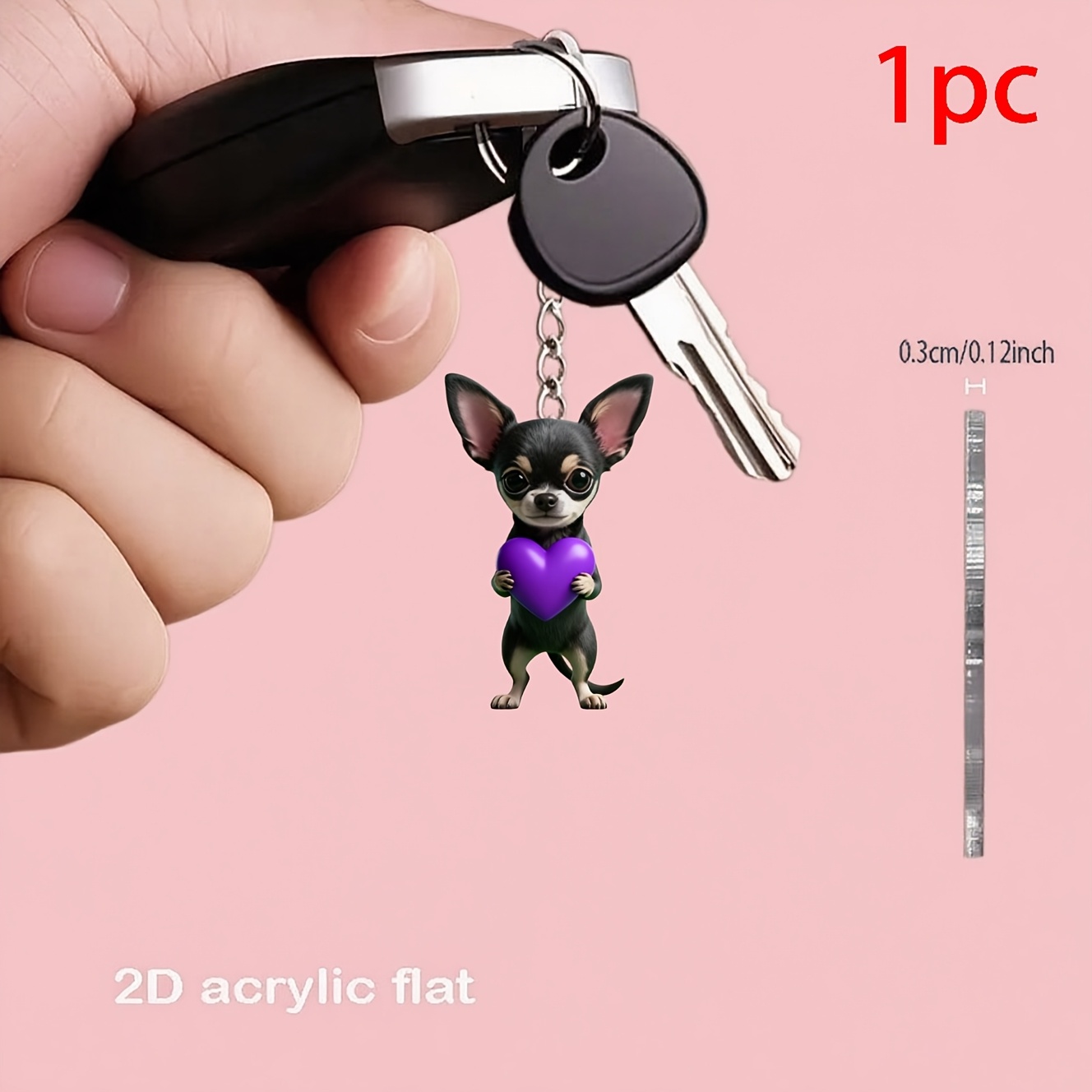 TEMU 2d Flat, 2d Flat 1pc Keyring Packs - Exquisitely Designed Vibrant Acrylic Keychains, Perfect For Backpacks And Car Keys, Ideal For Holiday Party
