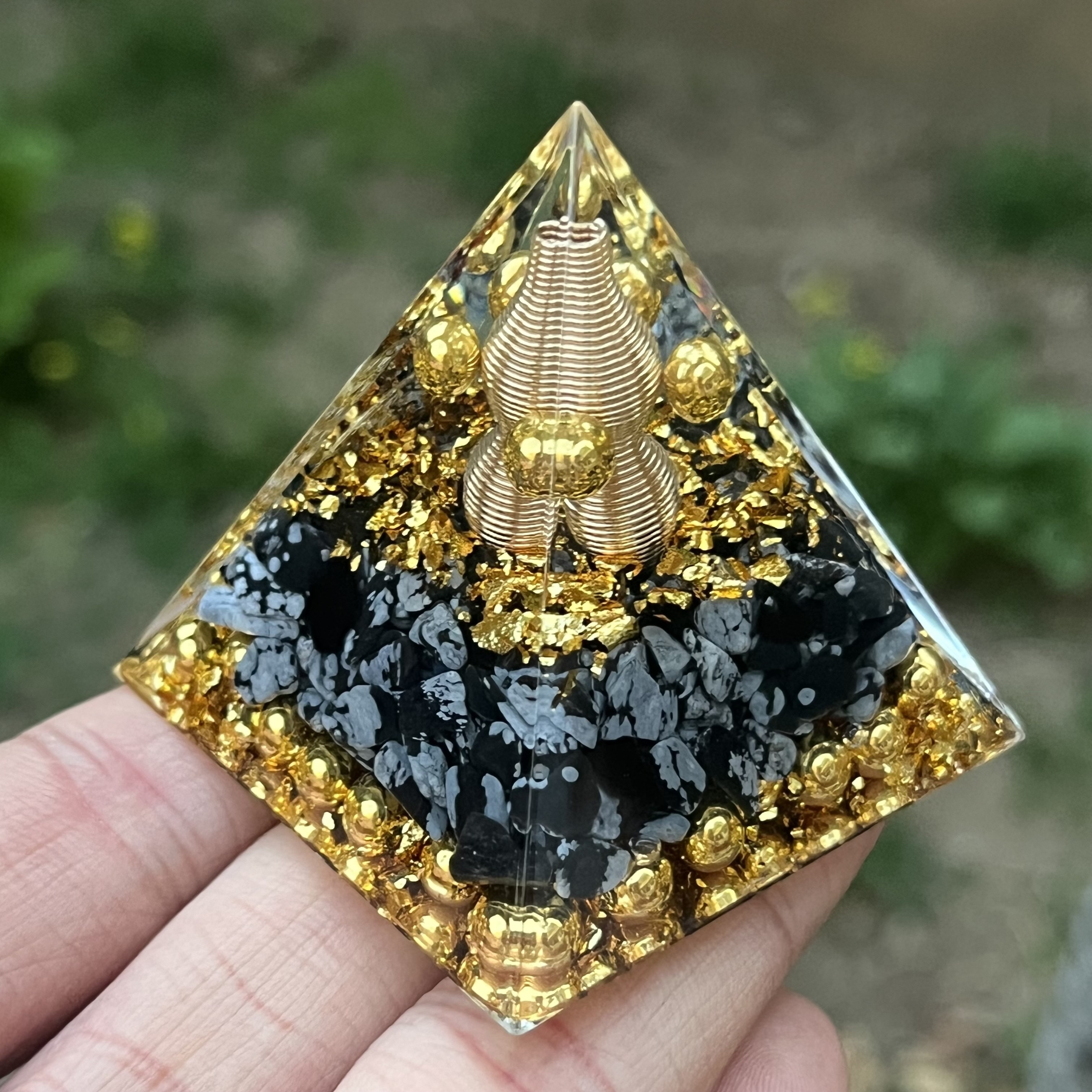 1個 オルゴン石 オブシディアン付き 小さな ル オルゴナイト 固定 屋内