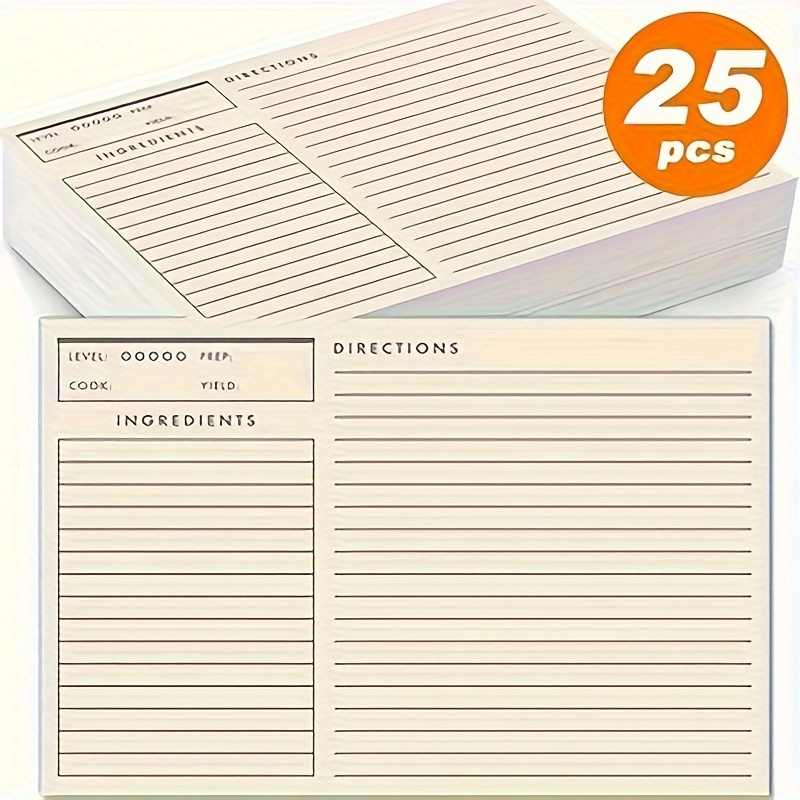 

25 Pcs 46" Double-sided Cards - Classic Design, Blank Recipe Cards - Perfect For Wedding, Bridal Shower, Or Mother's Day Gift