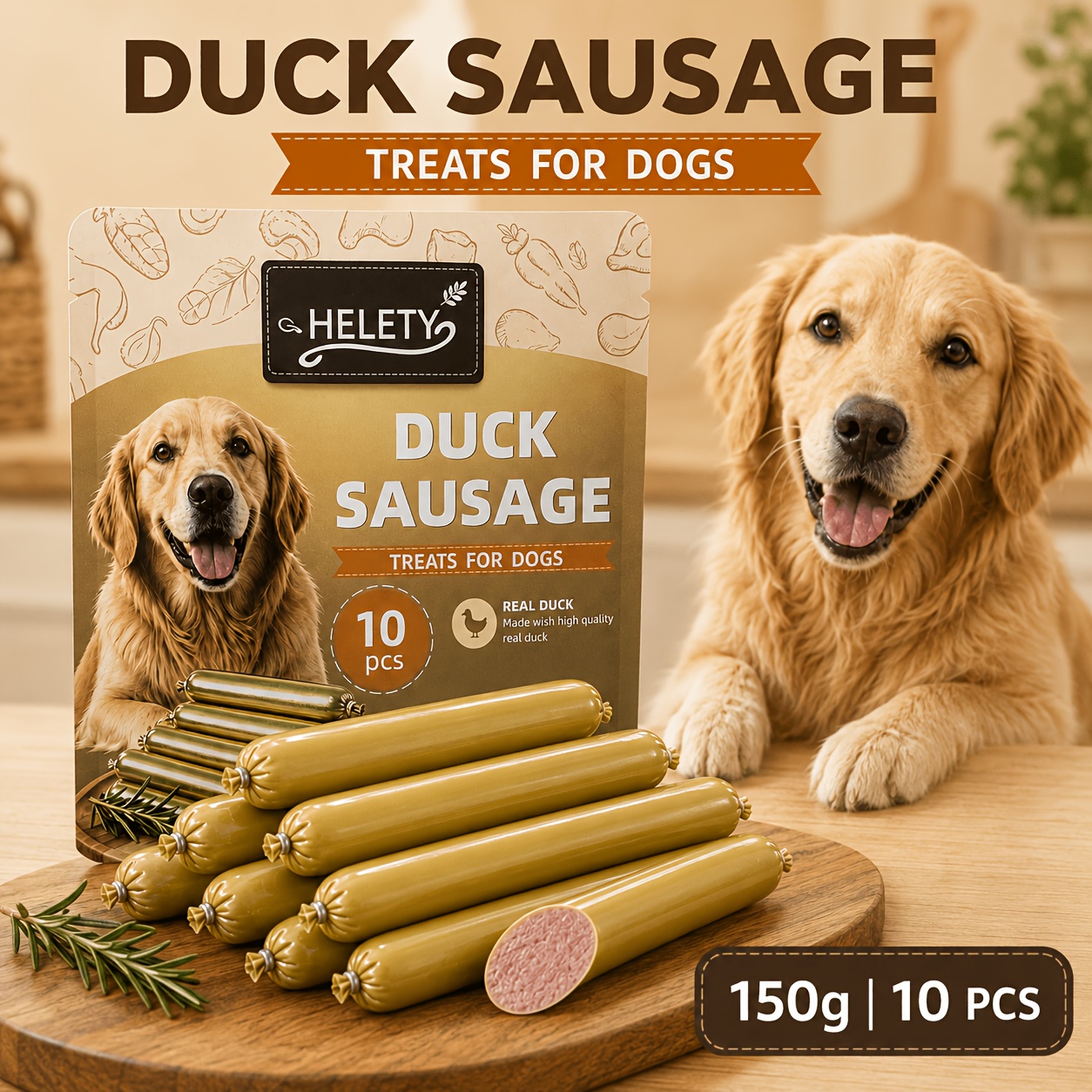 TEMU Duck Sausage Dog Treats: Soft, Duck Treats Perfect As Training Rewards. Meat Sausage Treats Are Suitable For Small, Medium, And Large Dogs And