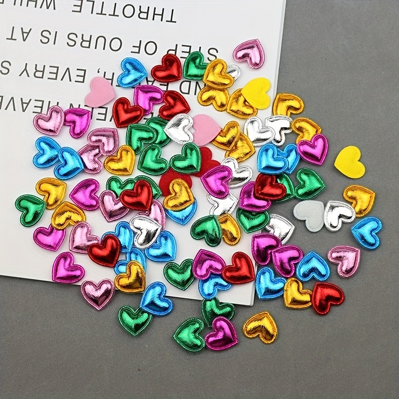 

100pcs Mixed Color Glossy Heart Embellishments For Diy Crafts, Hair Accessories, Cake Toppers & More - 1.7x1.6cm Metallic Shiny Decorations