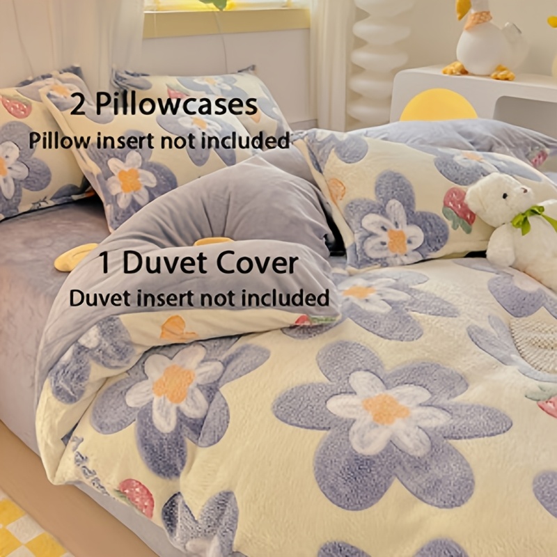 Image of 3pcs Velvet Bedding - Plush Duvet Cover + 2 Pillowcases, Fleece-like Cozy Comforter Cover, Single And Double Size, (duvet/pillow Inserts Not Included)