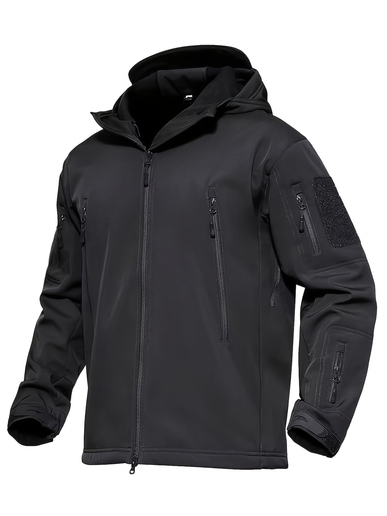Men's Soft Shell Jacket for Winter, Hooded Tactical Training Wear
