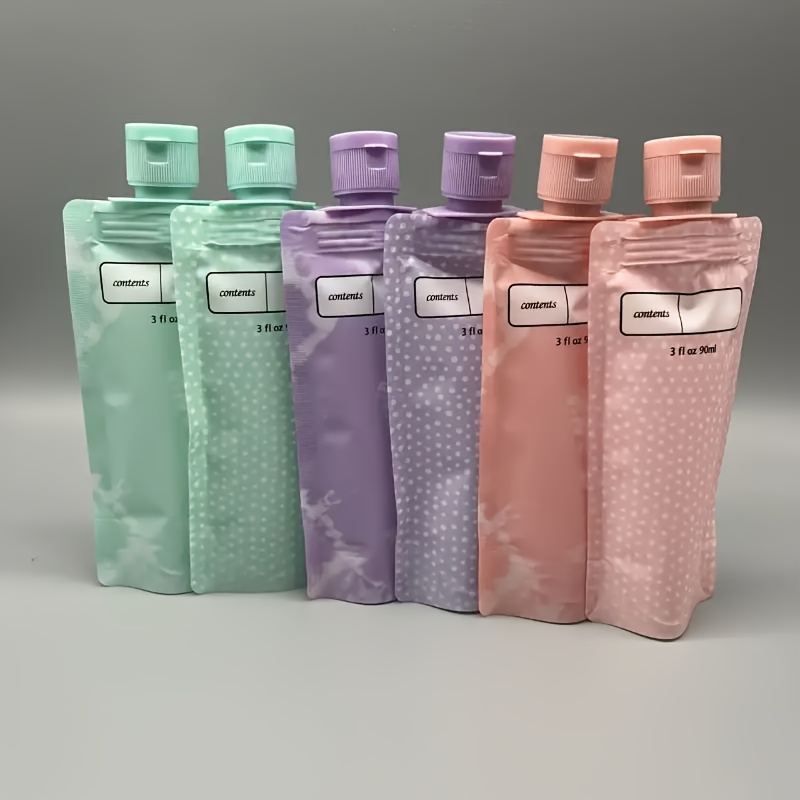 TEMU 6-pack 3.04oz Leak-proof Travel Pump Dispenser Set - Squeezable Plastic Containers For Shampoo, Conditioner, Lotion, Body Wash, Sunscreen |