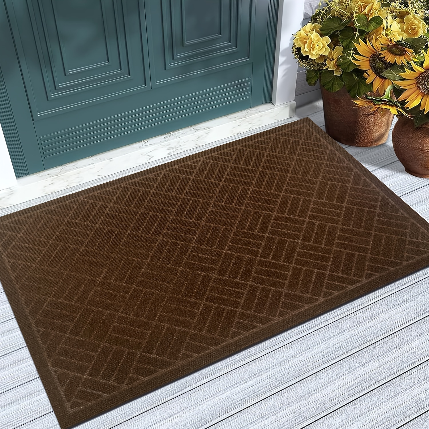 Welcome Door Mat with Non-Slip Heavy outlets Duty Rubber Backing