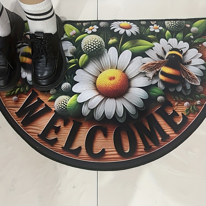 

[fast Arrival] Wongirl Floral & Doormat - Non-slip, Washable Polyester Entrance Rug For Indoor/outdoor Use - Living Room, Bedroom, Kitchen, Bathroom, Patio