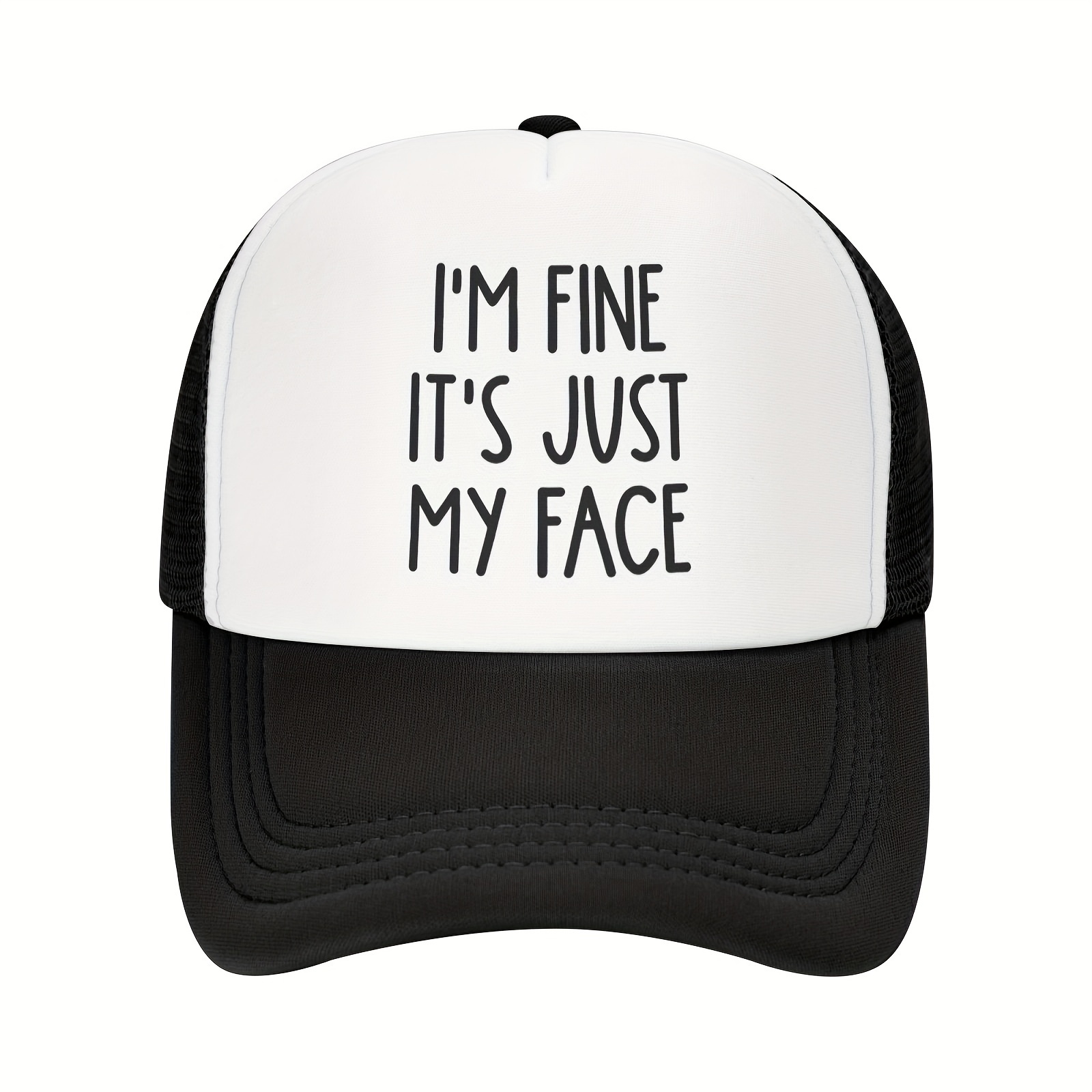 

1pc Just Funny Pattern Mesh Baseball Cap Men, Mesh-back, Breathable, Sun-protective & Adjustable Trucker Hat For All