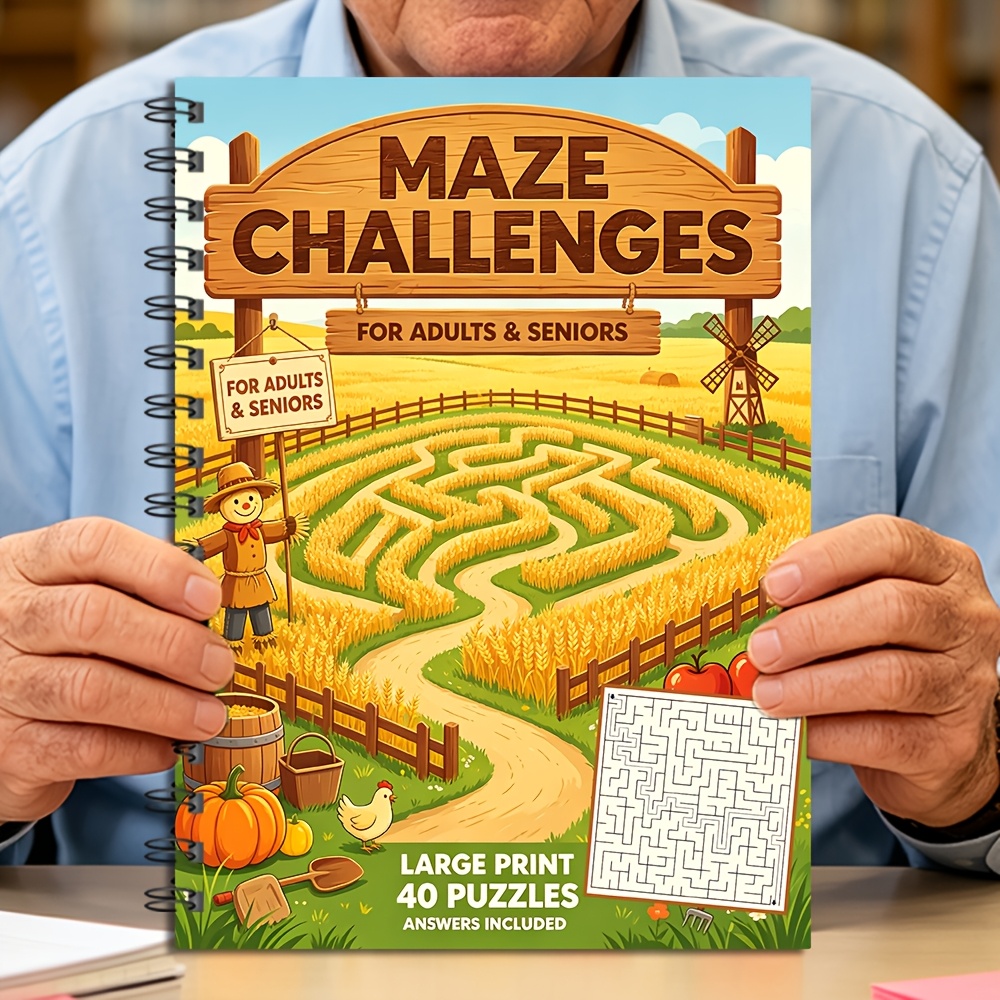 Maze Challenges Book, Brain Teaser for Adults