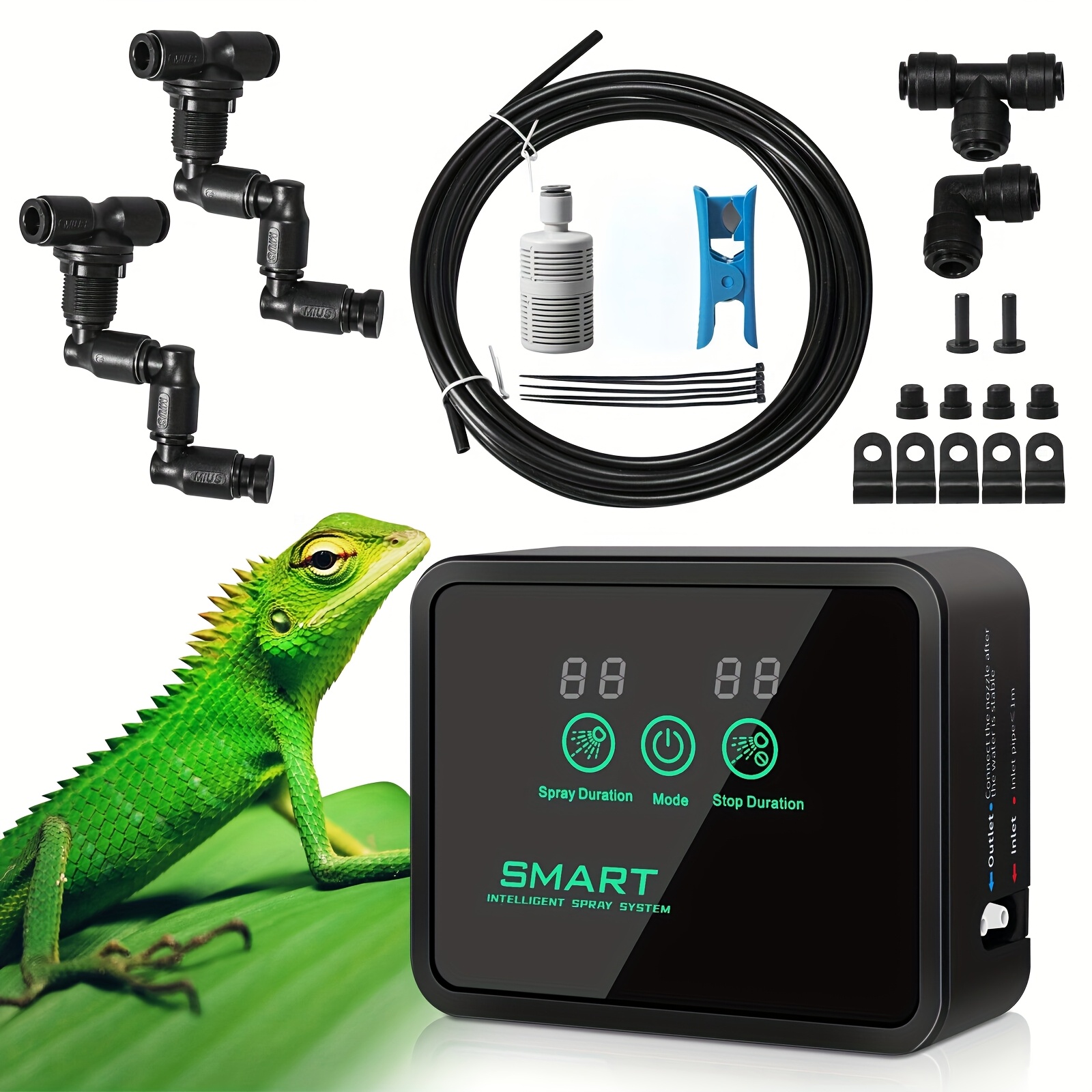 TEMU High-density Spray Reptile Humidifier With 360&deg; Rotating Nozzles - Intelligent Timing And Setup For Reptiles And Amphibians