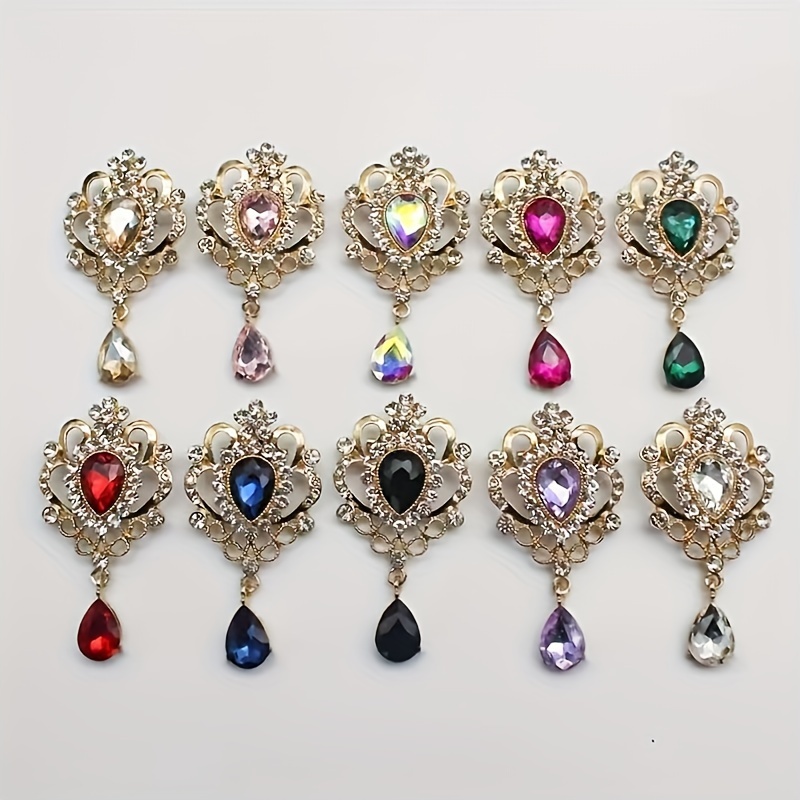

Vintage Crystal Brooch Water Drop Ornament Clothing Removable Pin Brooch Ornament
