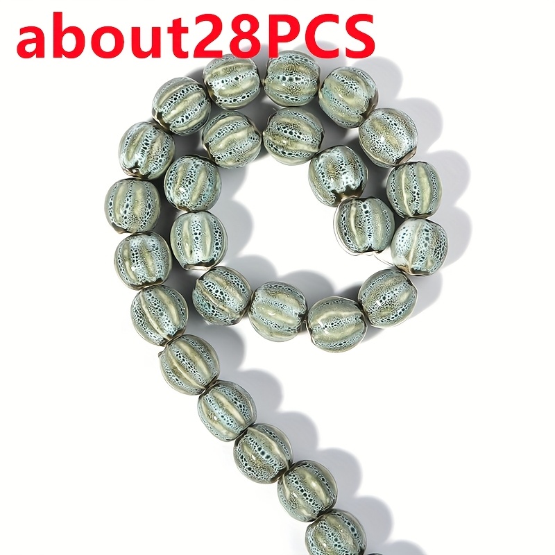 28pcs Glass Striped Colored Pumpkin Beads for DIY Jewellery