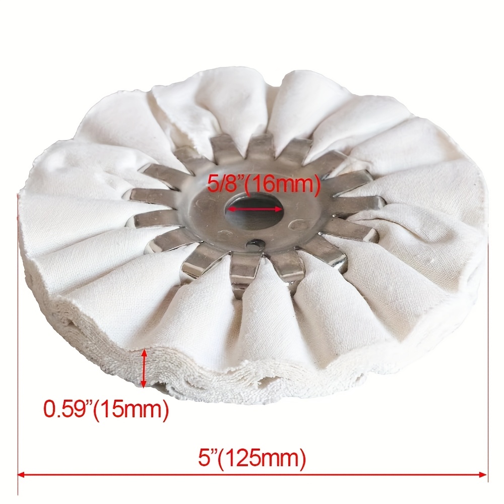 E-shop 125cm Weißes Stoff-Polierrad - 1500er Metallpolierscheibe für Feinpolitur, Kompatibel mit Tischschleifmaschinen & Schleifwerkzeugen, Langlebiger