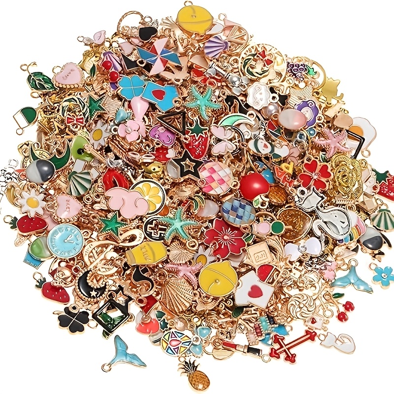 200pcs cute charms kit for jewelry making assorted designs including stars hearts flowers more kc silvery metal charms for diy bracelets necklaces earrings crafting supplies charms for jewelry making