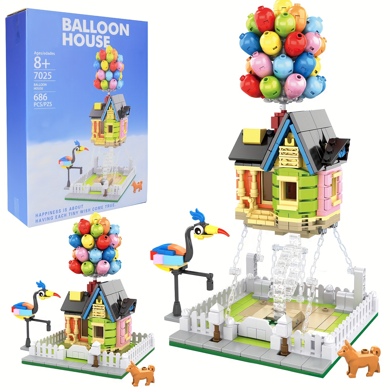 

686pcs Up Balloon House Building Kit, Flying House Building Block Model Set, Creative Suspended Anti-gravity Toy Balloon House Building Kit Halloween Christmas Gifts
