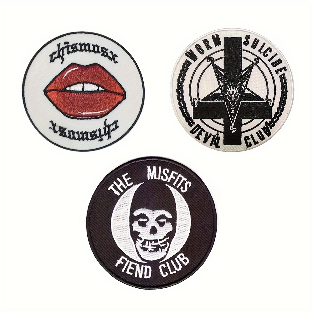 Punk Style Round Embroidered Cloth Patch Iron Patch Suitable - Temu