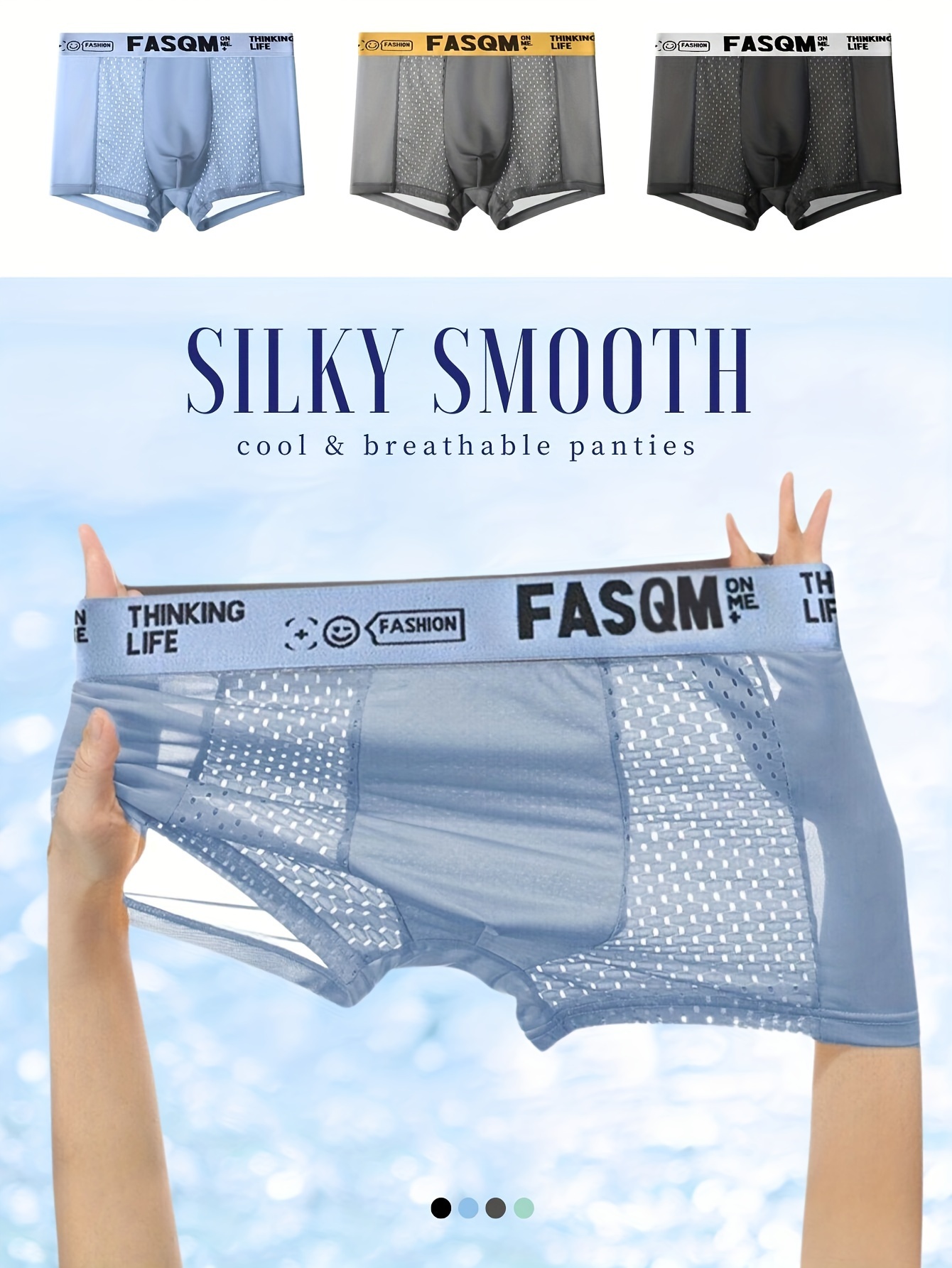 Korean Solid Color Men Ice Silk Boxer Seamless Underwear