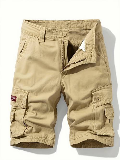 mens casual cotton cargo pants solid color multi pocket five panel shorts
