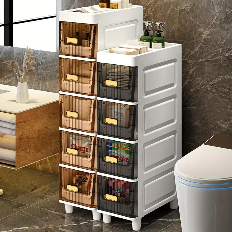 1pc storage cabinet with drawers stacking plastic organizer independent 3 2 cubic feet capacity 27 height multi purpose for bathroom kitchen no electricity needed storage drawer units details 0