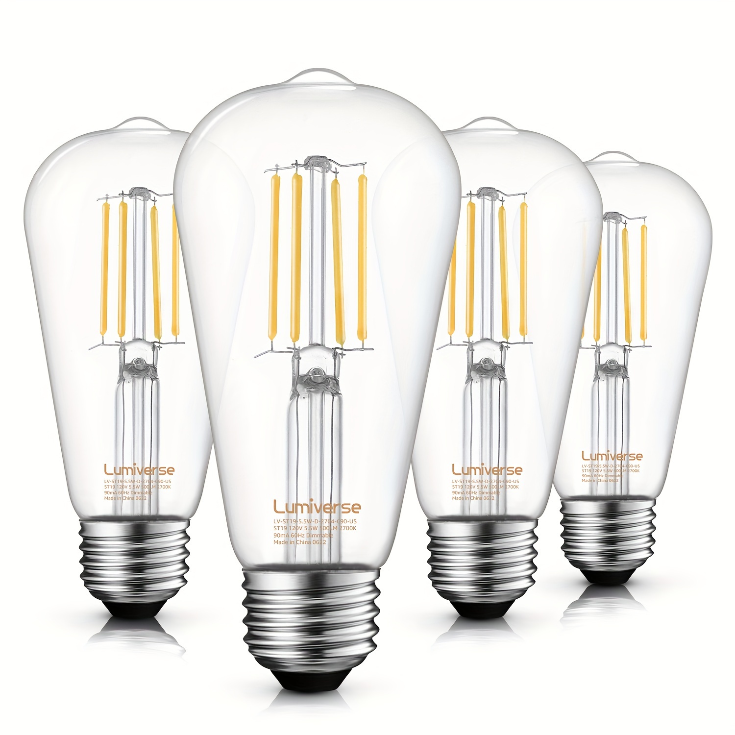 

E26 Led Bulb 60 Watt Dimmable Vintage Led Bulbs 5.5w, 60w , 2700k , Vintage, St19/st58 Led Light Filament Bulbs, Cri 90+, E26 Base