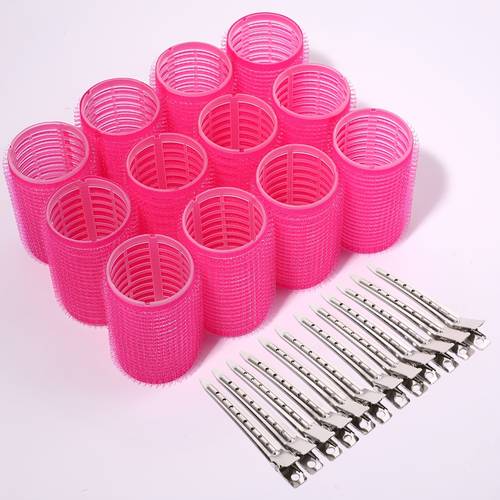24pcs hair curlers metal clip bangs fluffy hair root curler inner color nylon curler