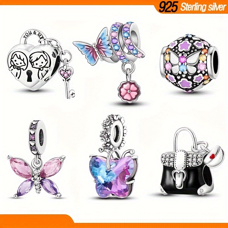 

Original 925 Sterling Silver High Quality Women Charms Beads Fits Original Brand Bracelet Colorful Zircon Flower Butterflies Shape Women Jewelry Gifts