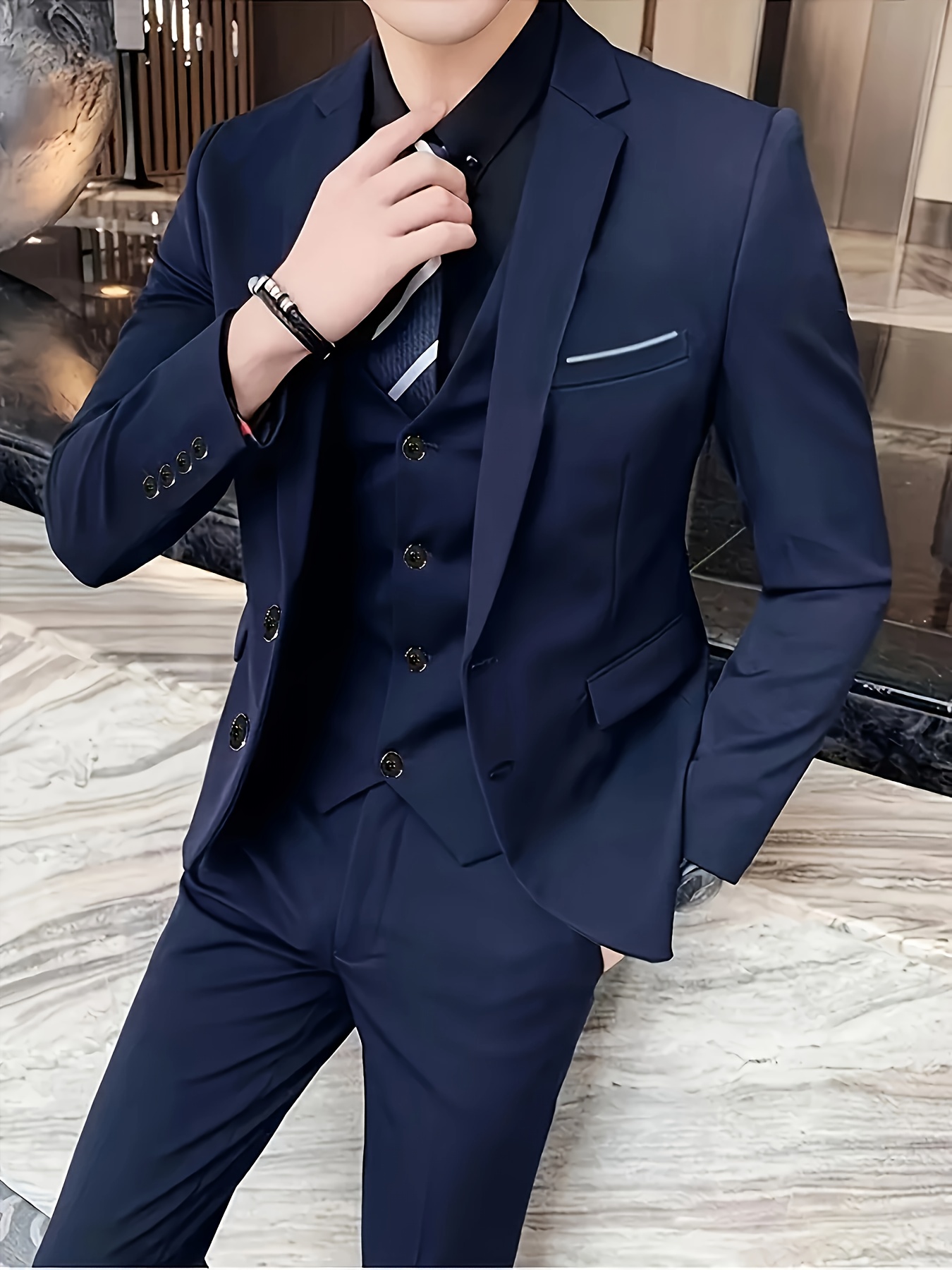 Formal Traje Azul Marino Hombre TRAJE AZUL REY FLANNEL Elegancia