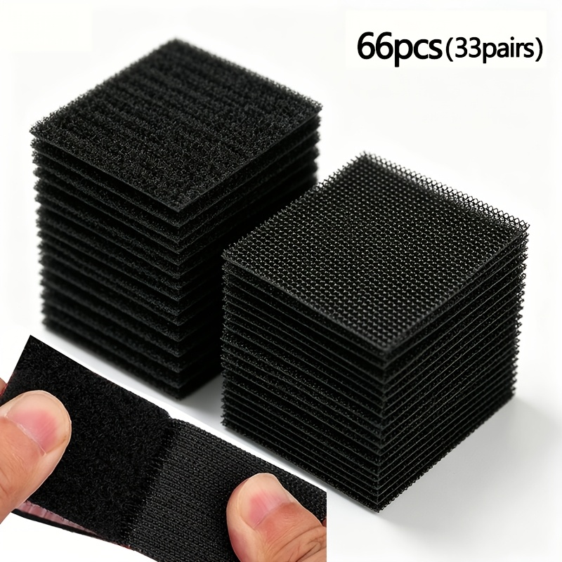 Image of 66pcs Car Carpet Fastening Tape, Double-sided Adhesive Hook And Loop Anti-slip Mother-and-son Tape, For Securing Car Floor Mats And Household Flooring, Anti-slip Adhesive Tape Stickers, Secures