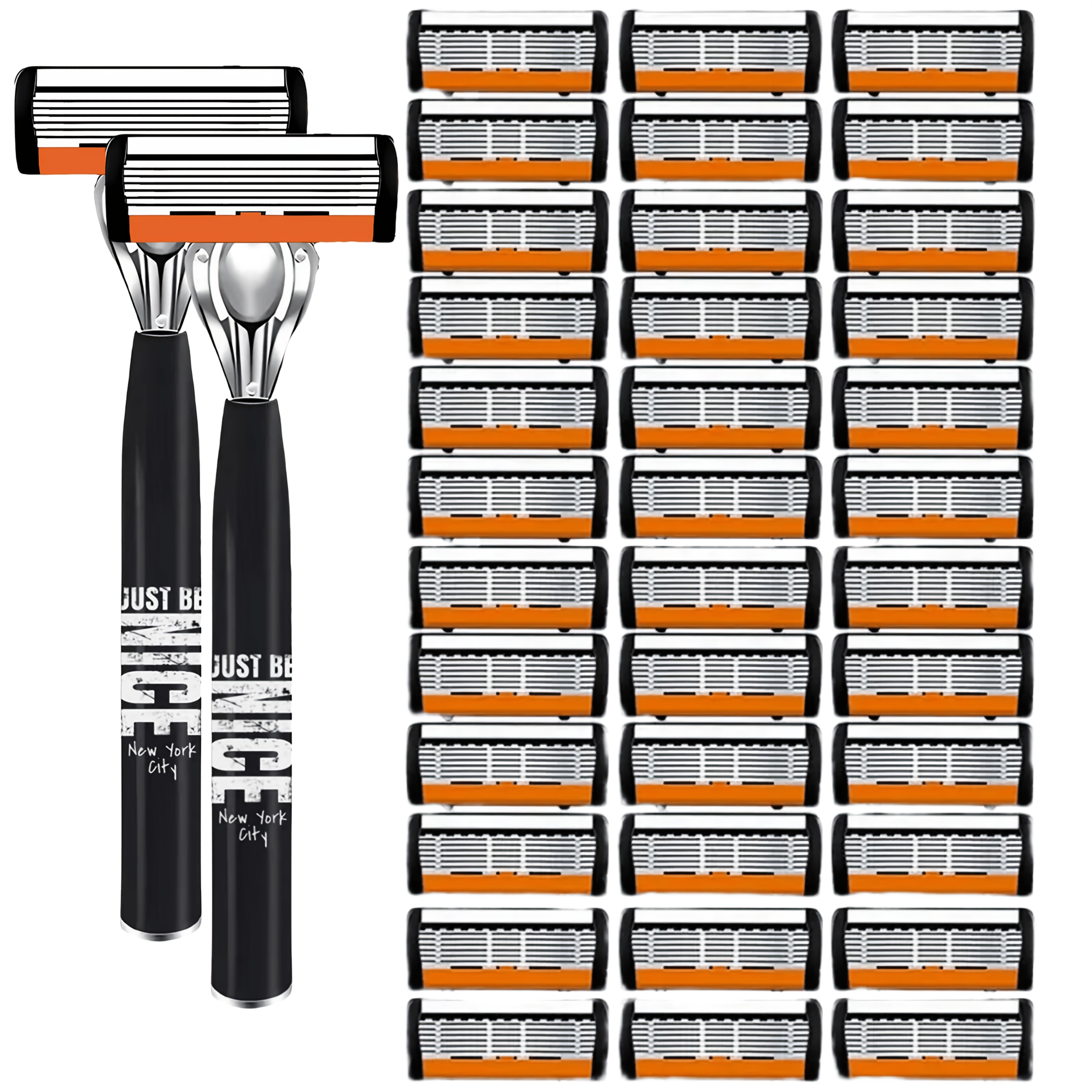TEMU 2pcs Handles And 36pcs , Men's Safety Shaver, Suitable For Shaving And Trimming Beard, Non-slip Handle, Ideal Gift For Men