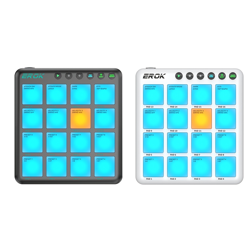 EROK P-16 RGB MIDI Drum Pad, Wireless Bluetooth MIDI Controller