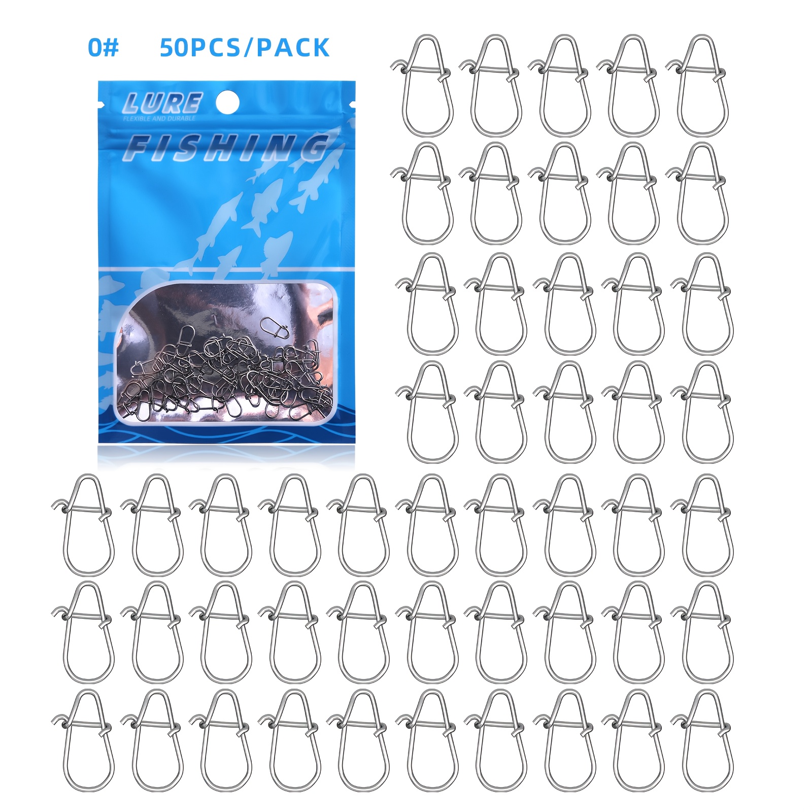 TEMU 50pcs Minnow Popper En Bolsa Tipo Calabaza Señuelo de Pino Falsa Conector Rápido Conector a Presión Suministros de Pesca Acero Inoxidable Equipo