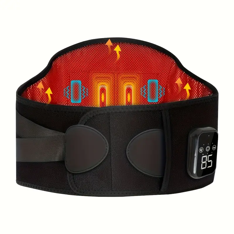 wireless heating waist massage belt with waist support 3 heating and vibration adjustable and wearable under clothes usb charging discreet design breathable belt heating vibration heating busy professionals office workers Product details 1