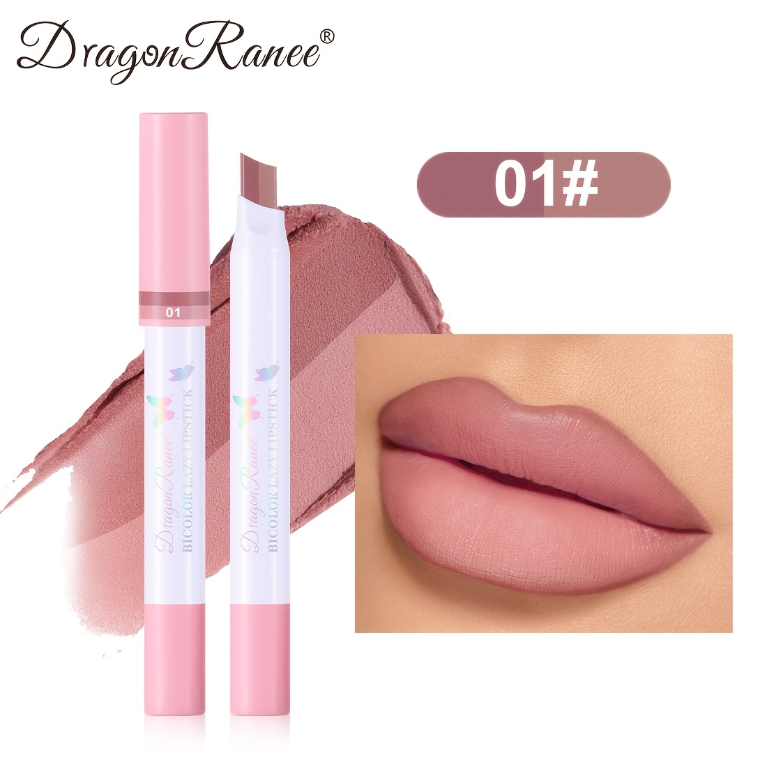 Lipstick Pen Matte Mist Lasting Makeup Effect Two-color Delicate Waterproof Non-fading Lip Gloss Natural Easy To Color Lipstick