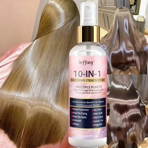 10 in 1 hair rinse free conditioner quick smoothing and hydration contains centella asiatica coconut oil argan oil oil suitable for dry damaged frizzy curly straight wavy