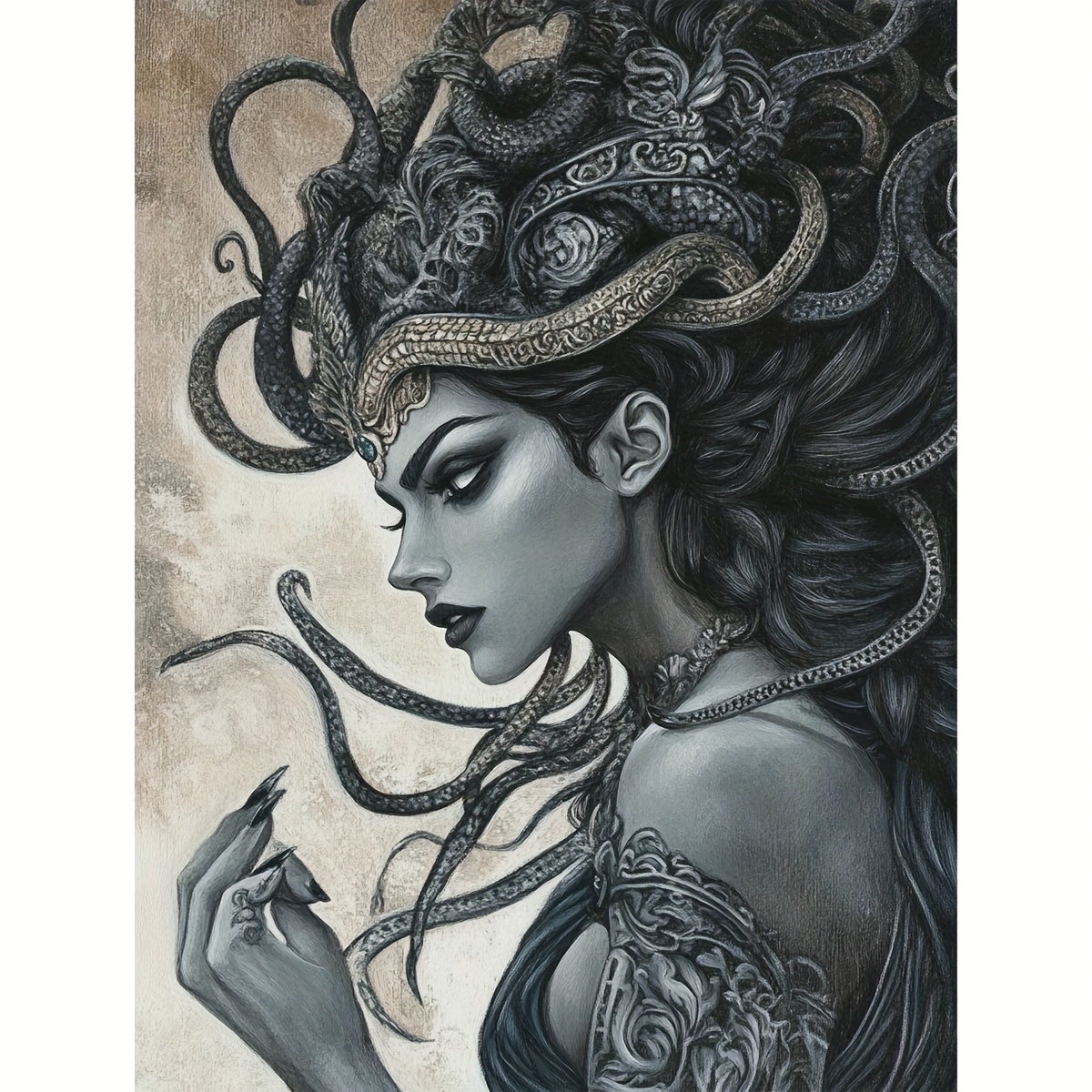 TEMU Jozysh 1 Set Printed Cross Stitch Adult Kit 30x40cm/11.8x15.7in, Holiday Gift Home Decoration Simple Decoration Medusa, 11ct/14ct Embroidery