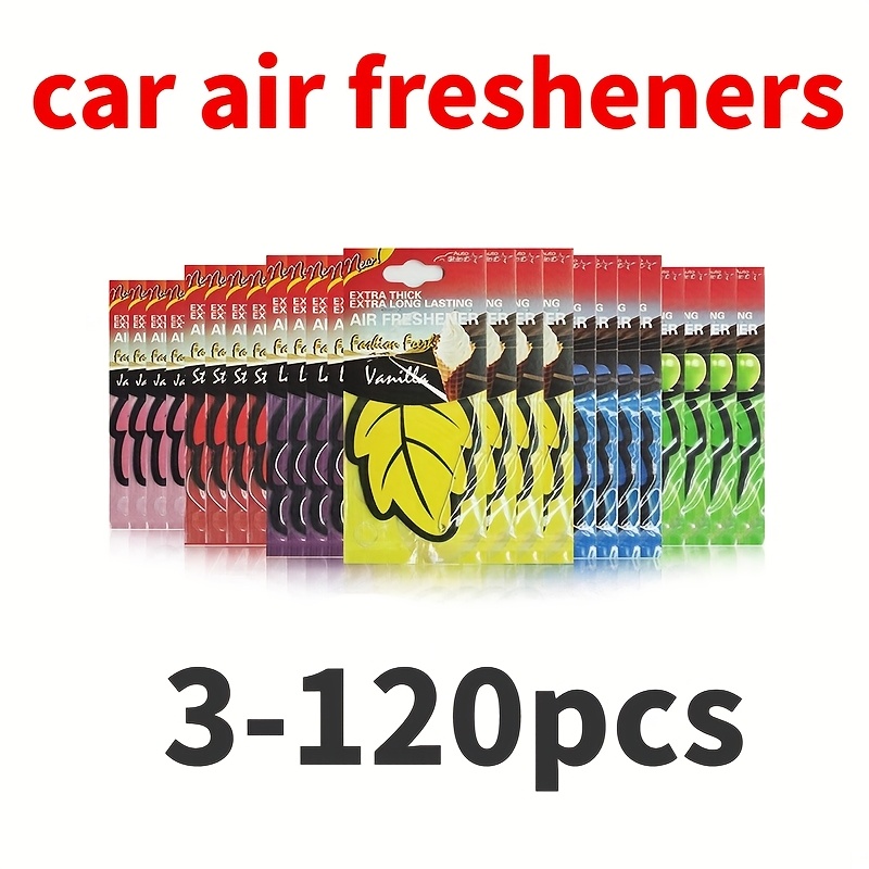 3 6 10 12 15 20 24 60 100 120pcs leaf shape car air freshener natural scented   auto hanging vanilla fragrance accessories interior