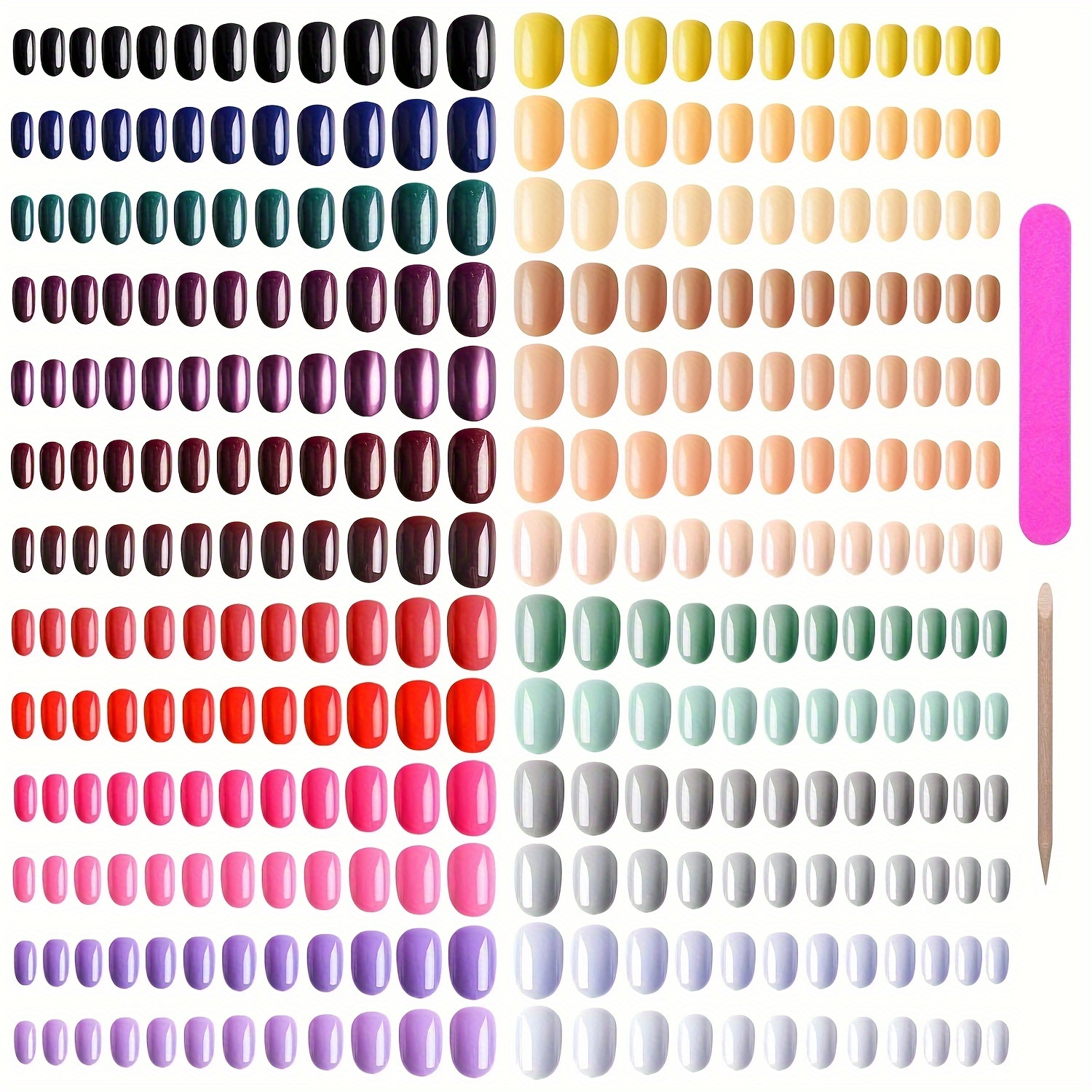 

Ebanku 960pcs Short Colorful False Nails For Women Oval Press On Nails Glossy Acrylic Full Cover Artificial Fake Nail Tips With Nail File Nail Stick