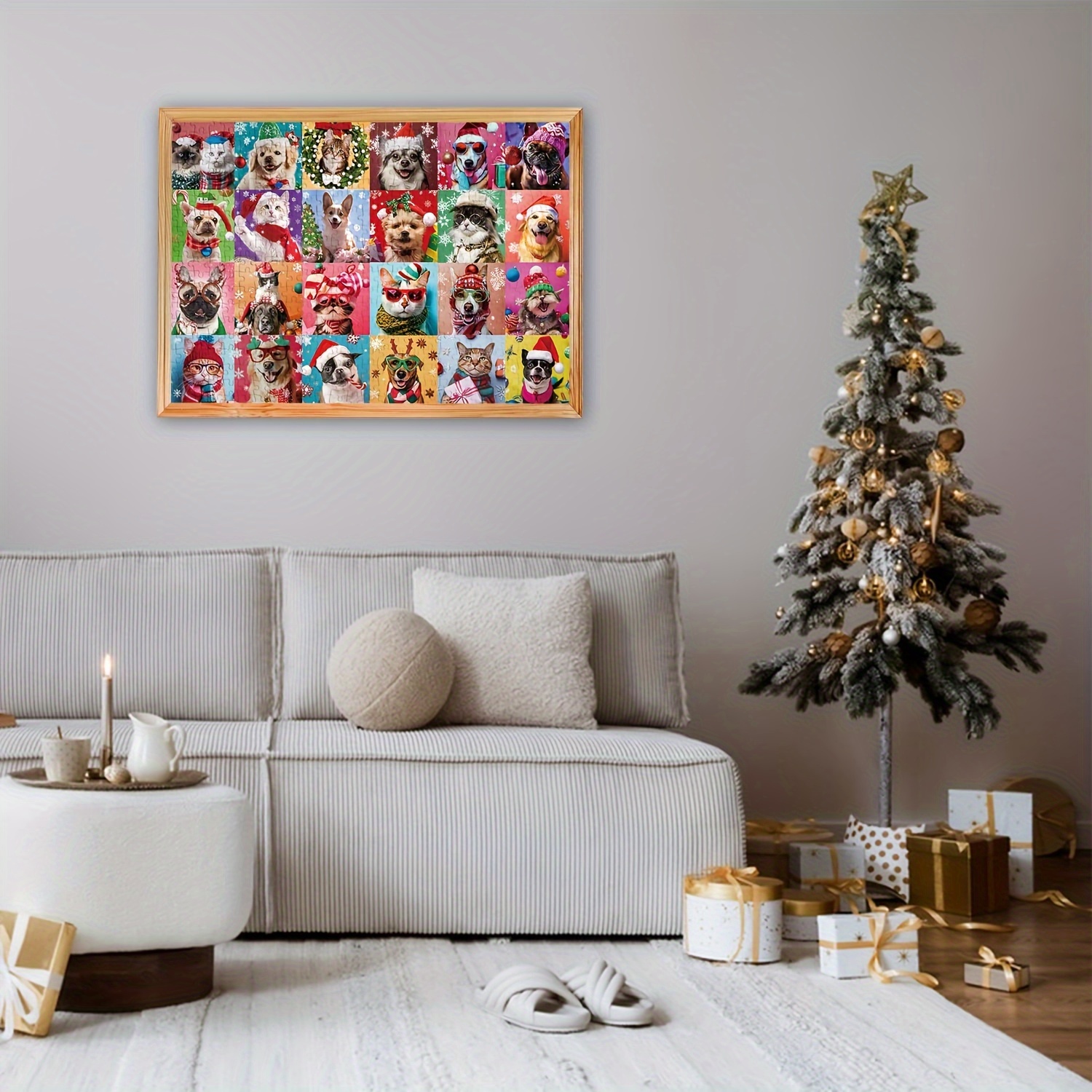 Weihnachts-Adventskalender Puzzle 2024 – 1008 Teile, 24 Boxen, Fertig 50x70cm (Schneebedeckte Straße), Familienspaß