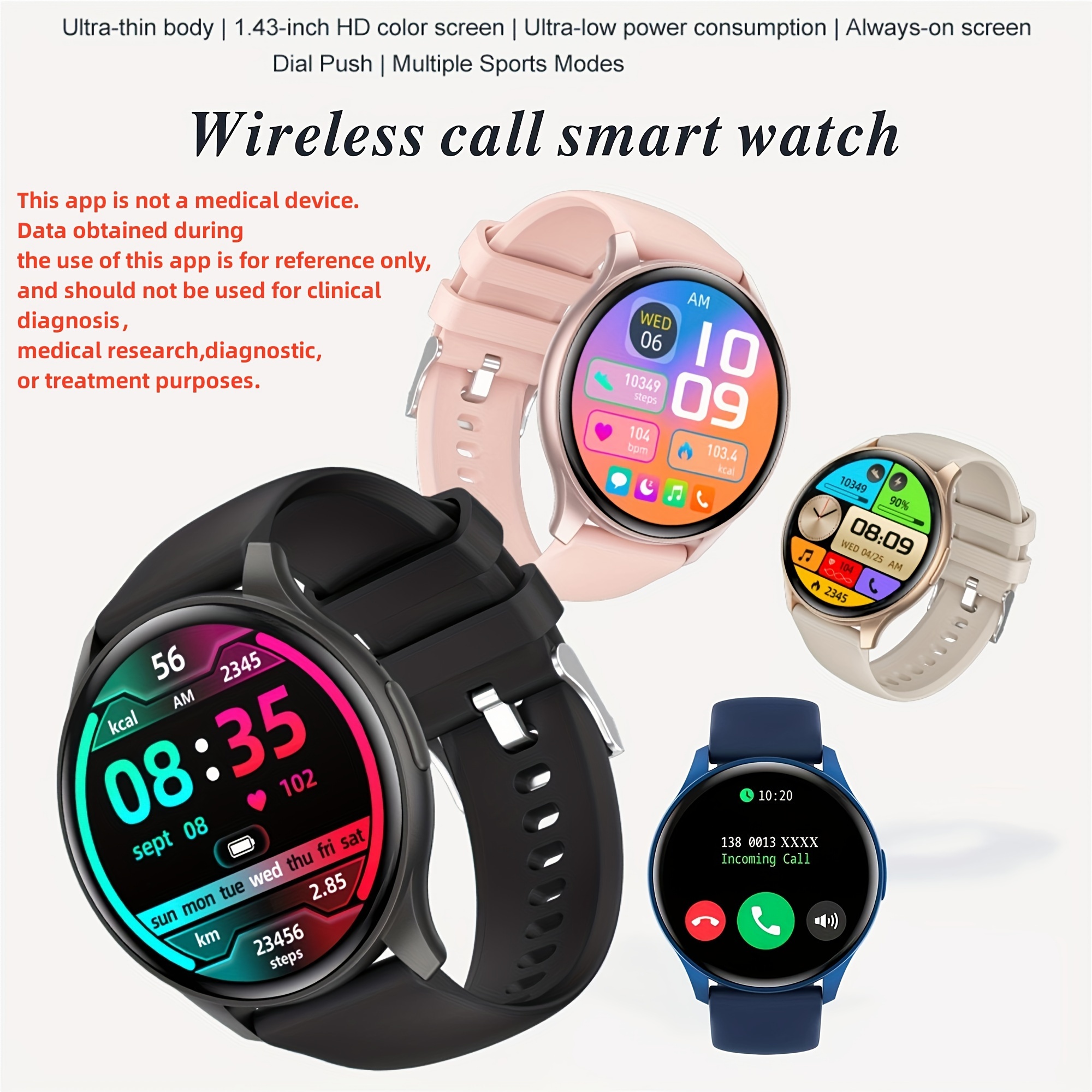 Taopon Montre Connectée Homme Femmes – Smartwatch Ronde Étanche