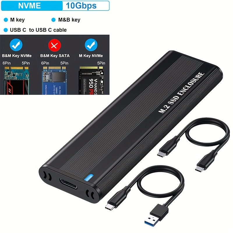 M.2   Enclosure, USB 3.1 Gen 2 (10  ) to NVMe PCI-E M.2 SSD Case Support UASP for   Size 2242/2260/2280