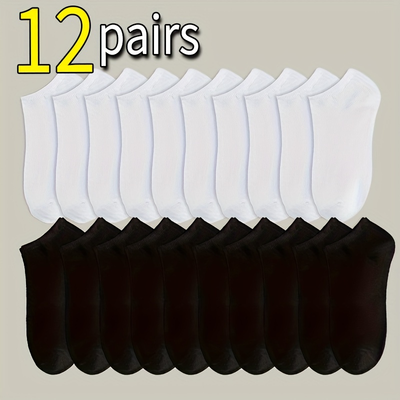 TEMU 12 Pairs Of Men's And Women's Minimalist No-show Socks, And White Combo, Short Socks, Versatile Women's Socks