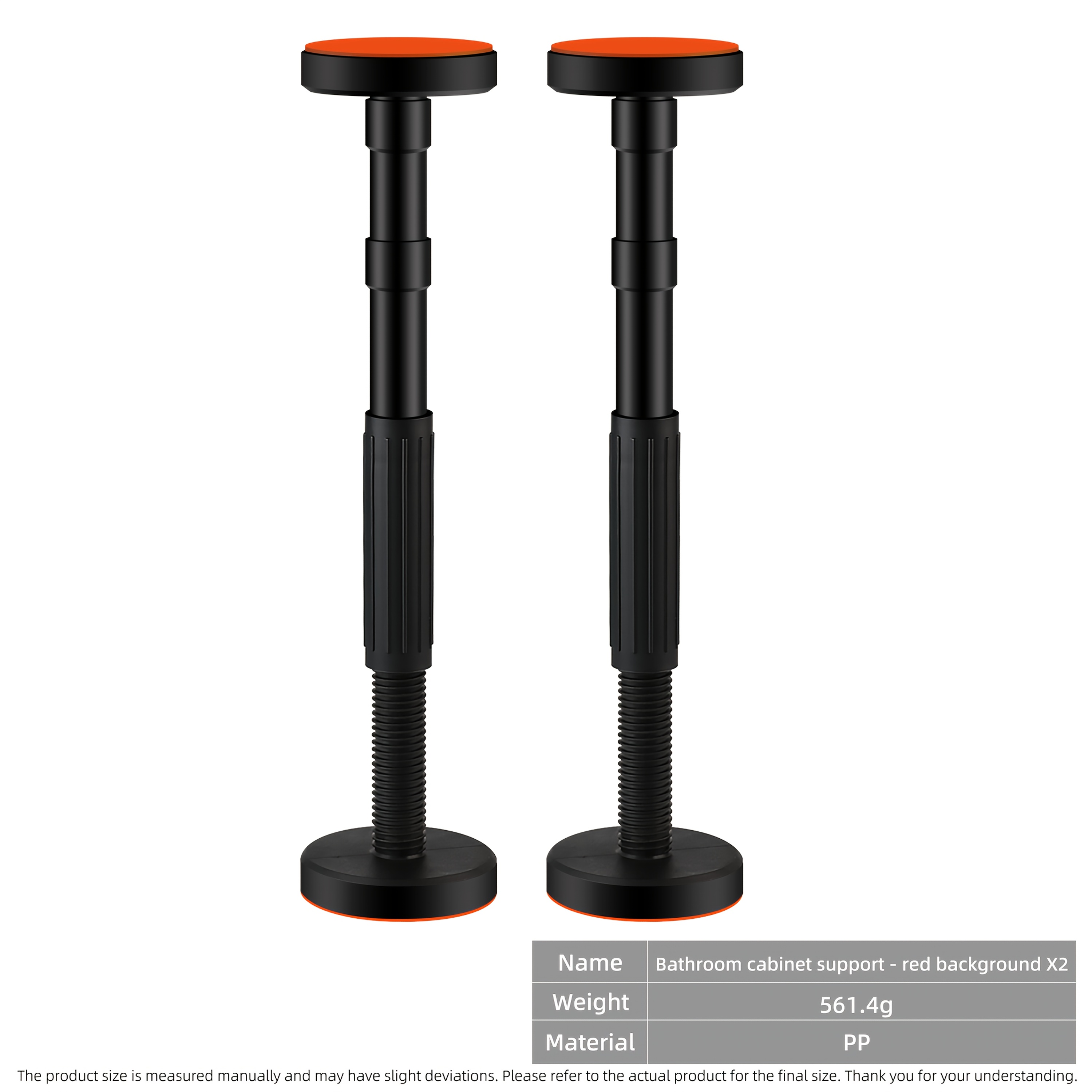 TEMU 2pcs Set Home Telescopic Support Rod Adjustable Height Durable Plastic Very Suitable For Bathroom Cabinet Installation And Frame Hanging Fixed