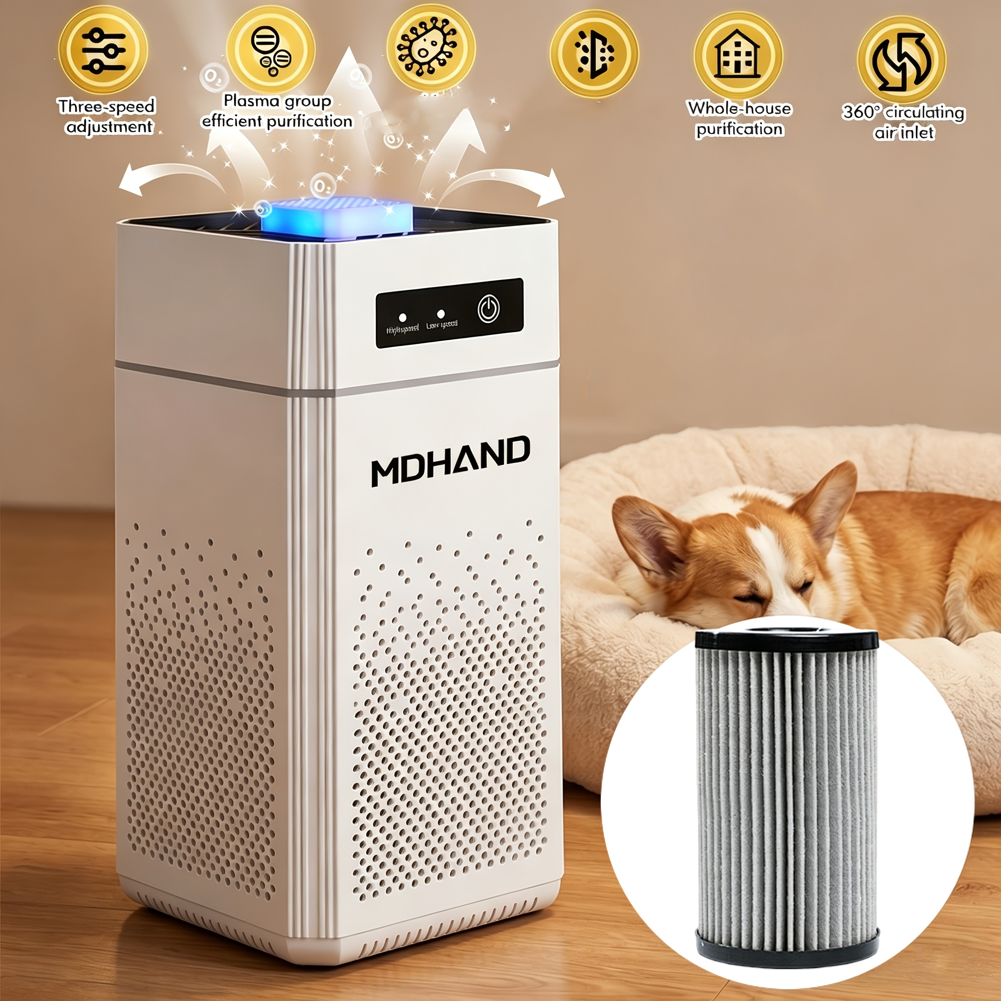 Image of 1pc With Hepa Air Filter, Usb-powered , Portable Small For Bedroom Office Home Cars, Suitable For Smokers, Eliminating Odors, Pollen, And Car Air Fresheners, Gifts For Halloween, Christmas
