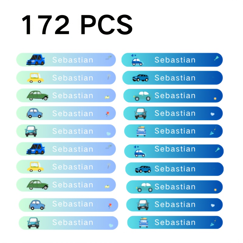 Image of 1.42 X 0.2 Inch Customizable Name Sticker - Pvc Label, Anti-curl Adhesive, For School Supplies, Office, Water Bottle, Pencil - Personalized Organization And Branding