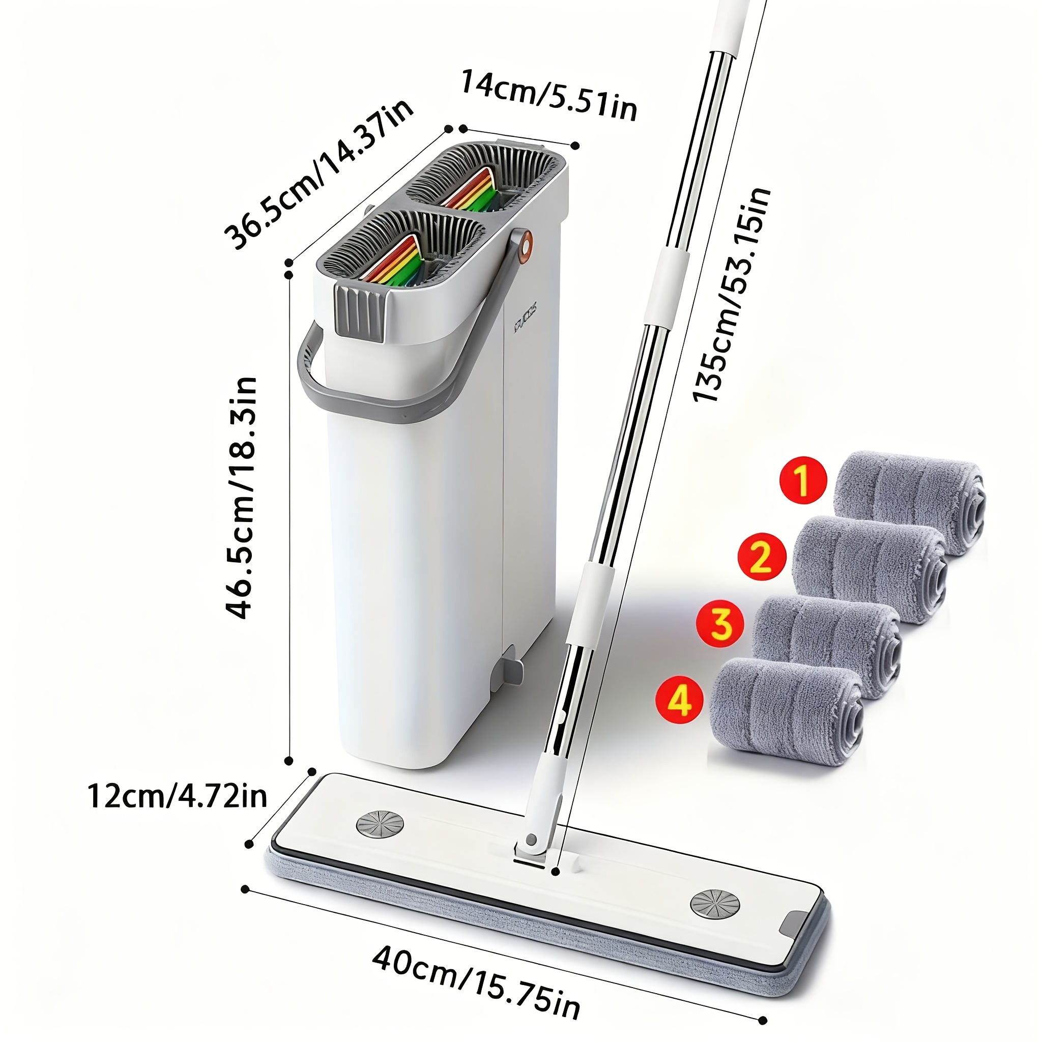 E-shop [Schmalen Spalt Reiniger] Flachwischer und Mikrofaser-Tuch Schmalen Spalt Eimer Set, Haushalt Handfreies Wischen Kombination, Nass- und