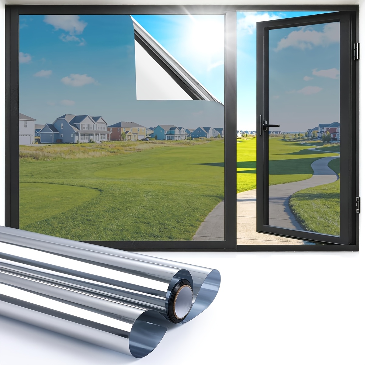 TEMU 2 Stück (2er-Pack) statisch haftende Fensterfolie für Fenster & Glas – Einweg-Sichtschutz, Blendschutz & Wärmeblockierung, PVC-Wärmeisolierung