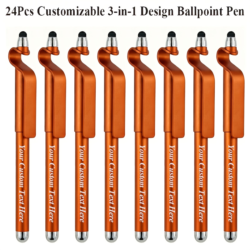 TEMU Ensemble de 24 stylos avec support de téléphone personnalisés et colorés, 3-en-1, stylo cadeau multifonctionnel avec bille, outil d'écriture