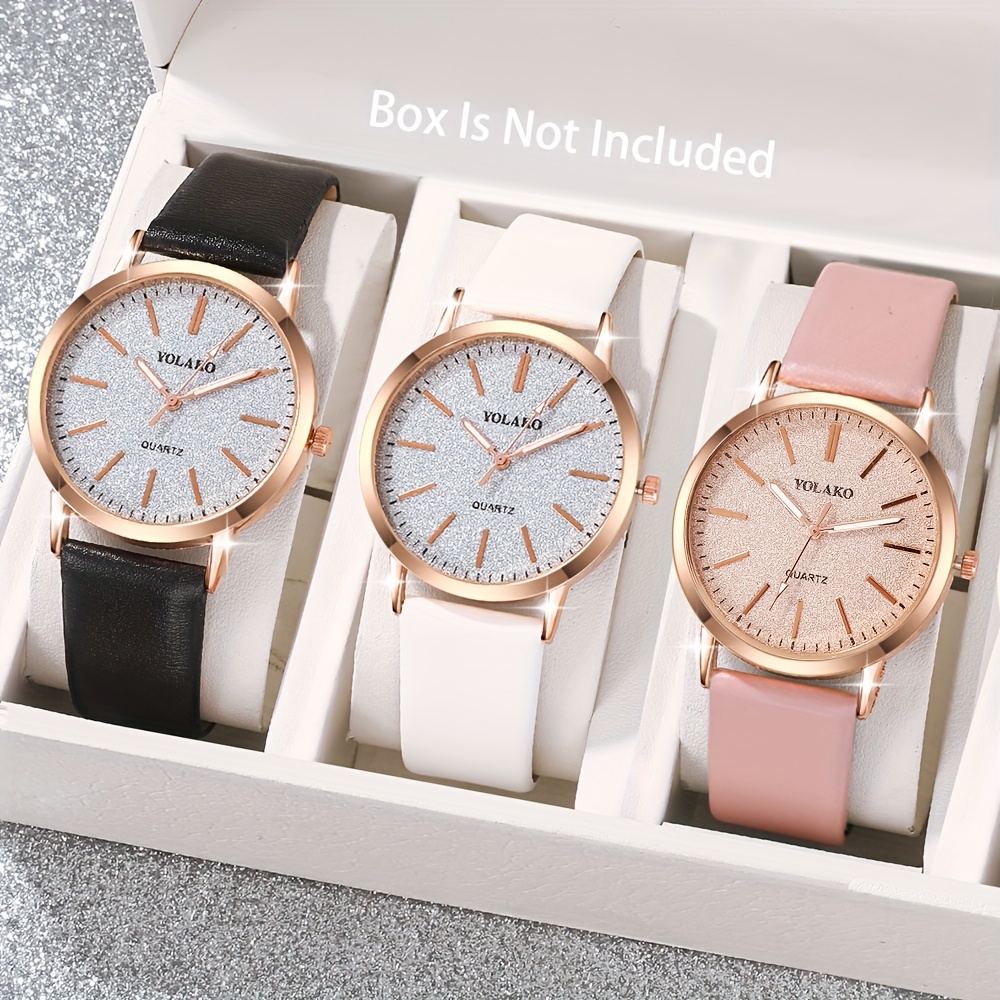 3pcs 4pcs fashion womens watch set minimalist and stylish round dial multiple colors     for formal occasions or daily   enhances unique charm making it a     for friends   wives