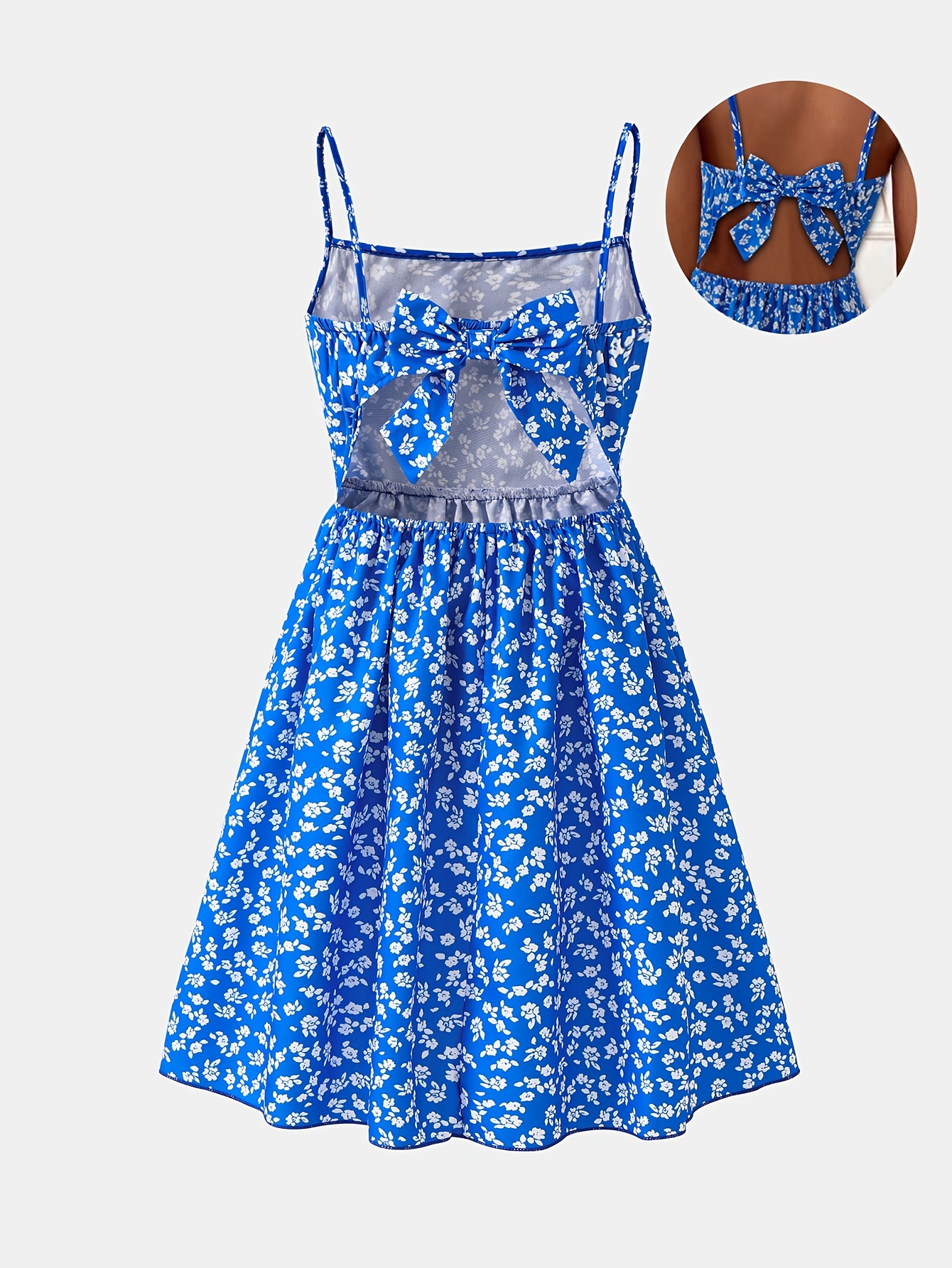 topshop floral denim dress Topshop + Shirred Floral Print Denim Dress